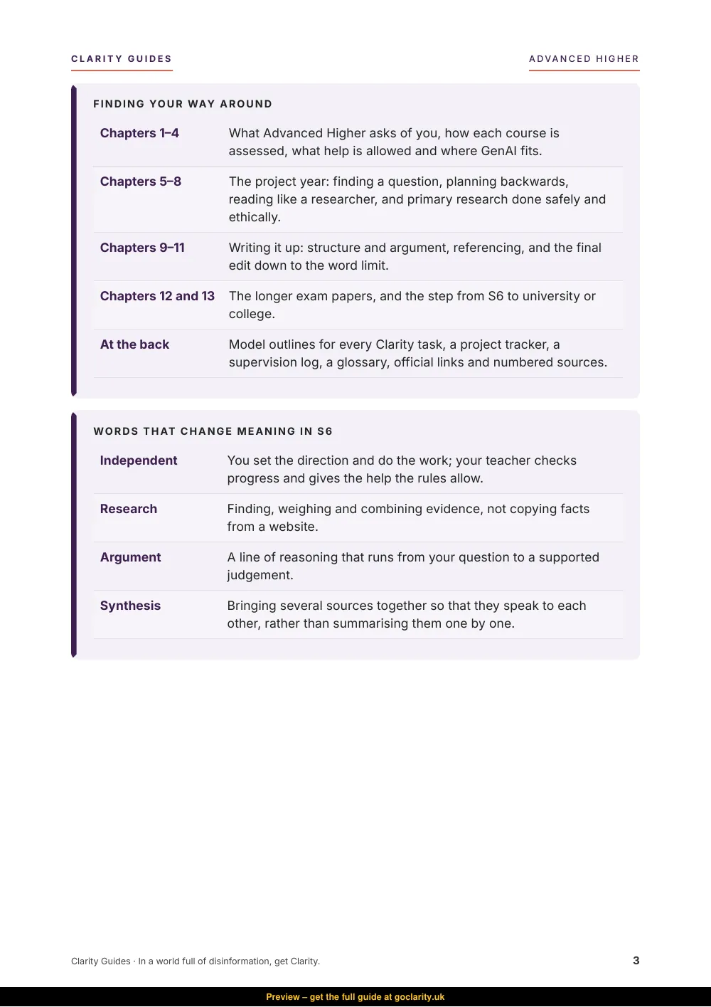 Advanced Higher Survival Guide, preview page 3