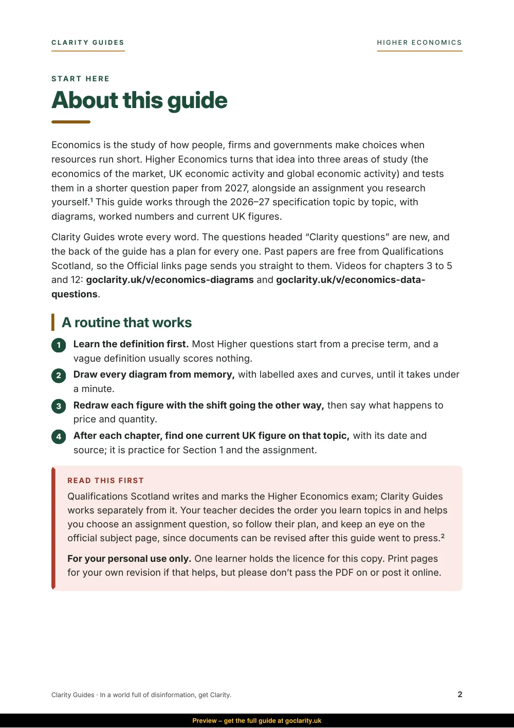 Higher Economics, preview page 2