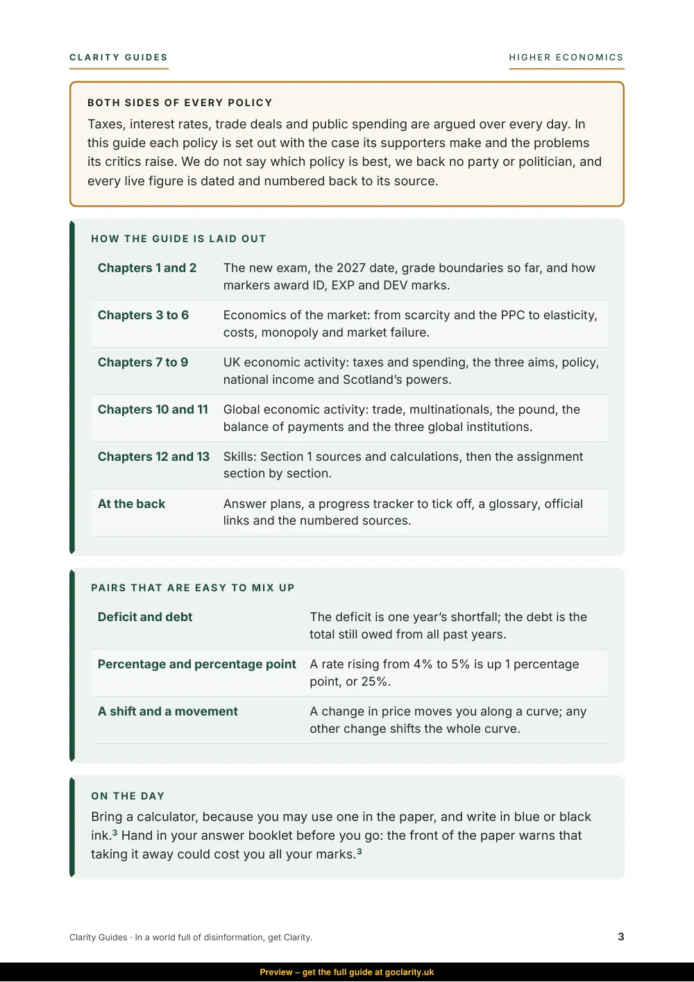 Higher Economics, preview page 3
