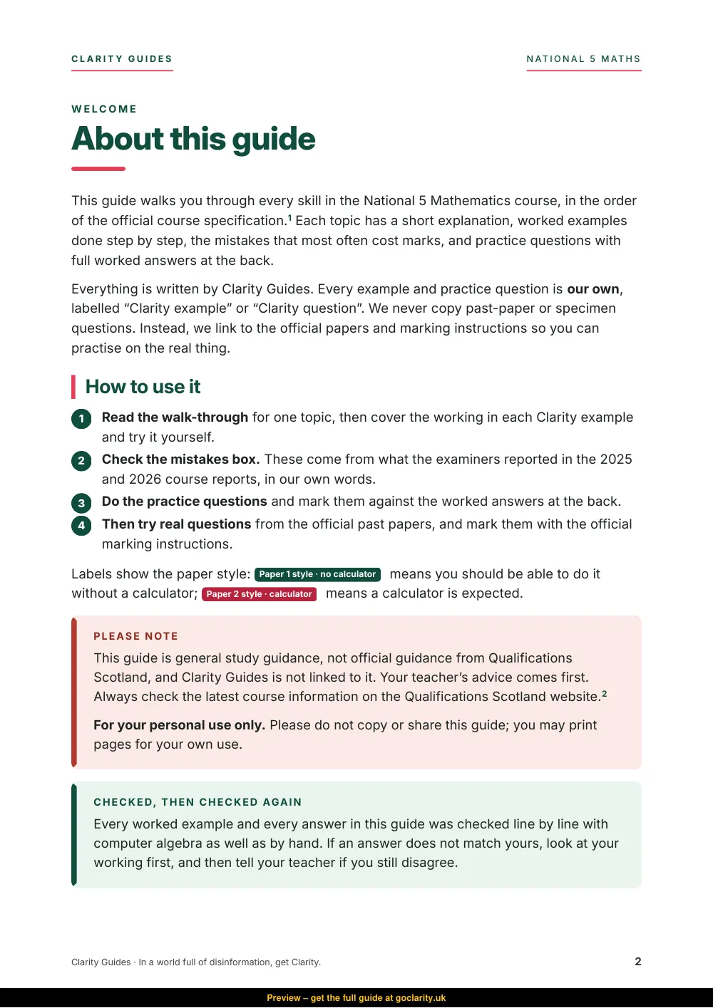 National 5 Maths, preview page 2
