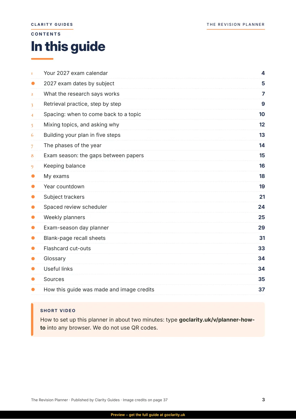 The Revision Planner, preview page 3