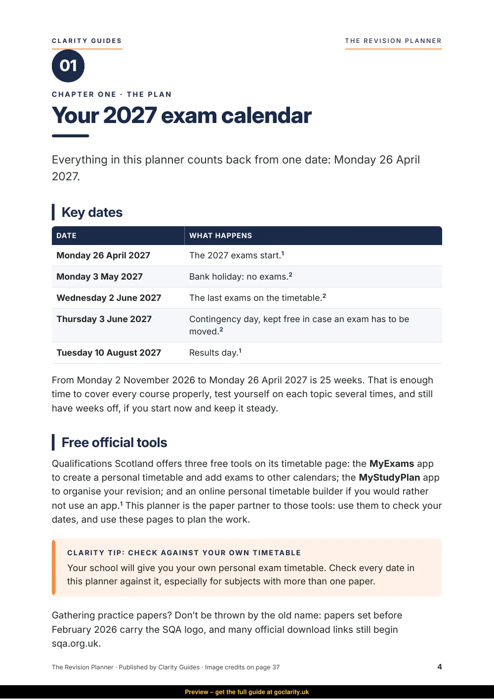The Revision Planner, preview page 4