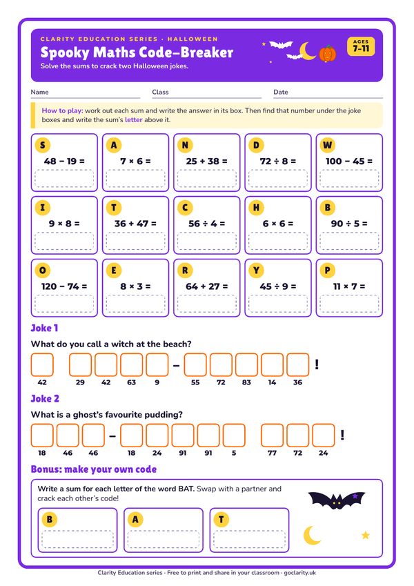 Preview of Halloween worksheet 2